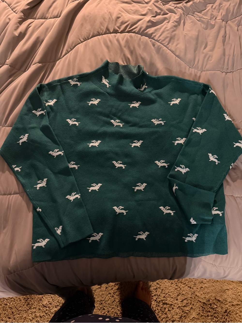 Maeve green dachshund sweater